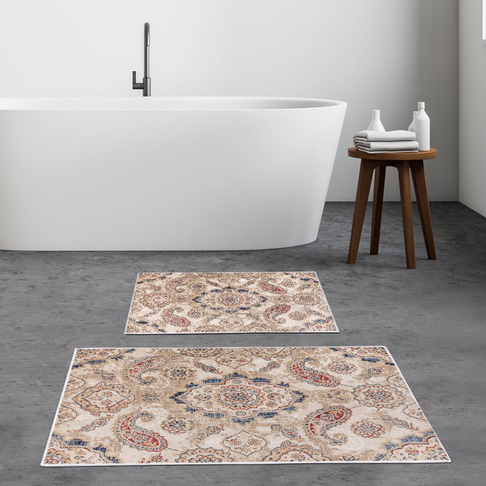 Mijölnir Kt446 Juego de Alfombrillas de Baño, Lujo y Confort, Antideslizante, Antibacteriano, Fácil Limpieza, 100% Poliéster